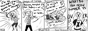Cartoon: The stages of college summer